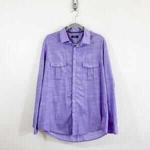 Men's Alfani Large Casual Button Down Untucked Fit Shirt